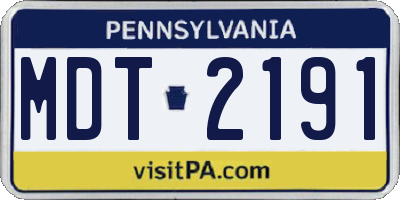 PA license plate MDT2191
