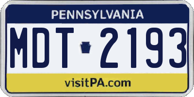 PA license plate MDT2193