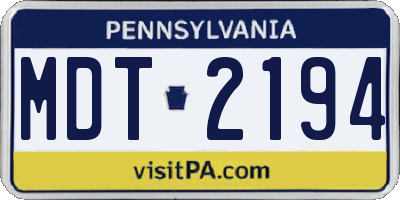 PA license plate MDT2194