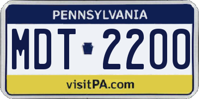 PA license plate MDT2200