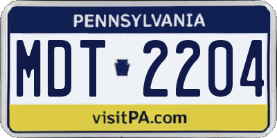 PA license plate MDT2204