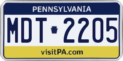 PA license plate MDT2205