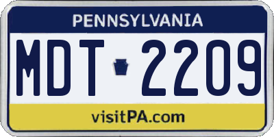 PA license plate MDT2209