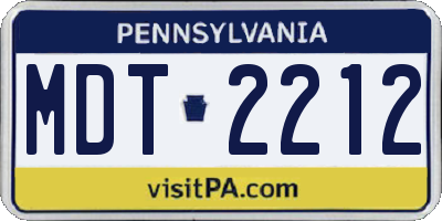PA license plate MDT2212