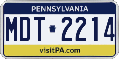 PA license plate MDT2214