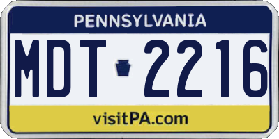 PA license plate MDT2216