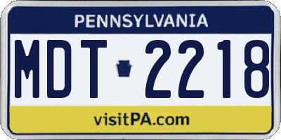 PA license plate MDT2218