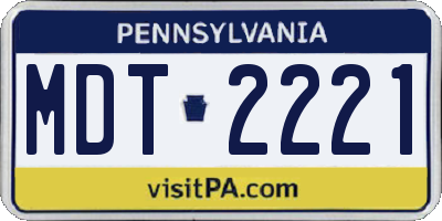 PA license plate MDT2221