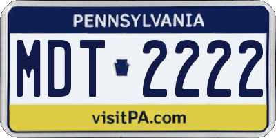 PA license plate MDT2222