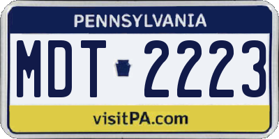 PA license plate MDT2223