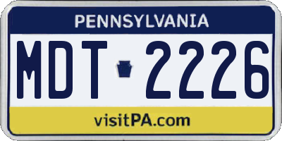 PA license plate MDT2226