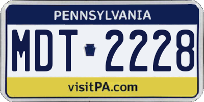 PA license plate MDT2228