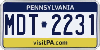PA license plate MDT2231