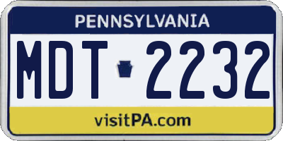 PA license plate MDT2232