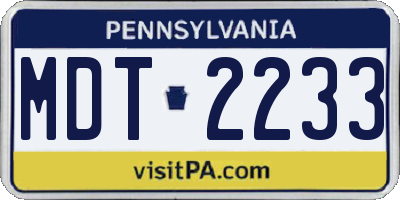PA license plate MDT2233