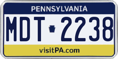 PA license plate MDT2238