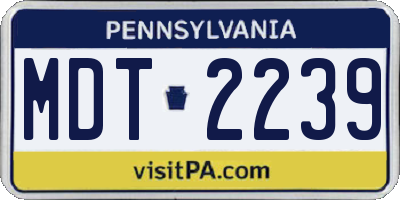 PA license plate MDT2239
