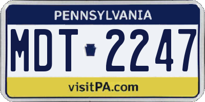 PA license plate MDT2247
