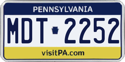 PA license plate MDT2252