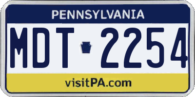 PA license plate MDT2254