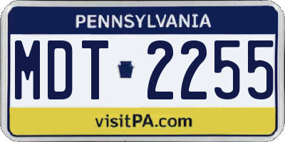 PA license plate MDT2255