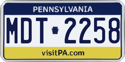 PA license plate MDT2258