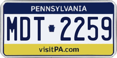 PA license plate MDT2259