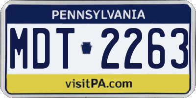 PA license plate MDT2263