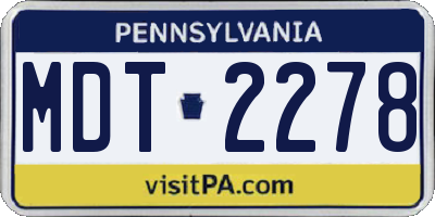 PA license plate MDT2278