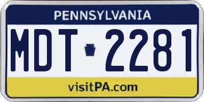 PA license plate MDT2281