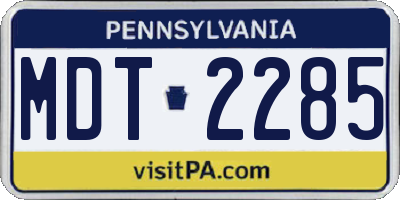 PA license plate MDT2285
