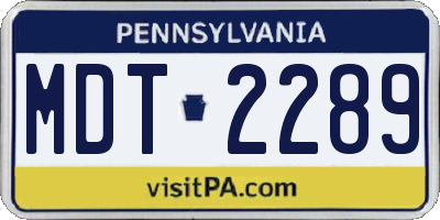 PA license plate MDT2289