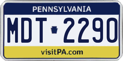 PA license plate MDT2290