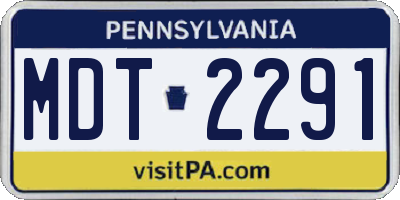 PA license plate MDT2291