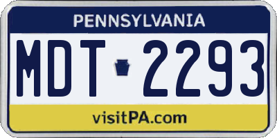 PA license plate MDT2293