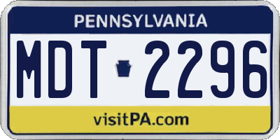 PA license plate MDT2296