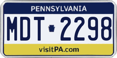 PA license plate MDT2298