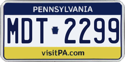 PA license plate MDT2299