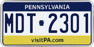 PA license plate MDT2301