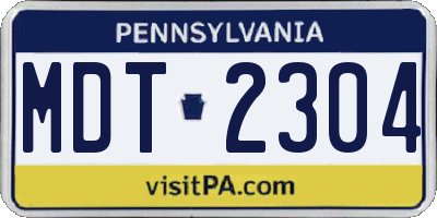 PA license plate MDT2304