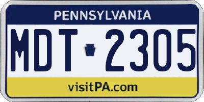 PA license plate MDT2305