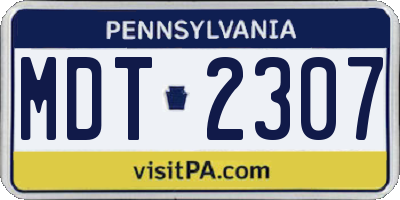PA license plate MDT2307