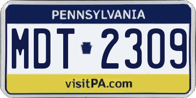 PA license plate MDT2309