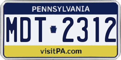 PA license plate MDT2312