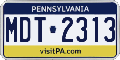 PA license plate MDT2313