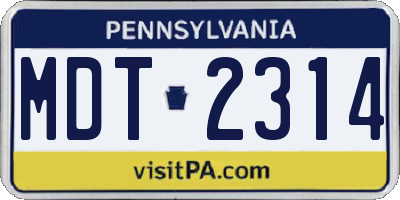 PA license plate MDT2314