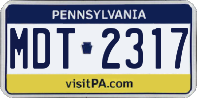 PA license plate MDT2317