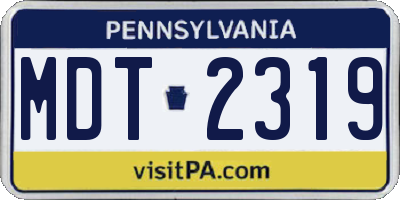PA license plate MDT2319