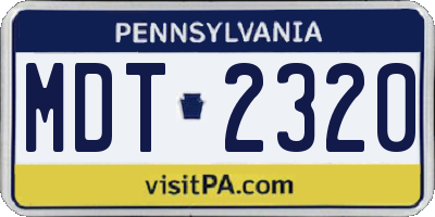 PA license plate MDT2320