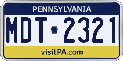 PA license plate MDT2321